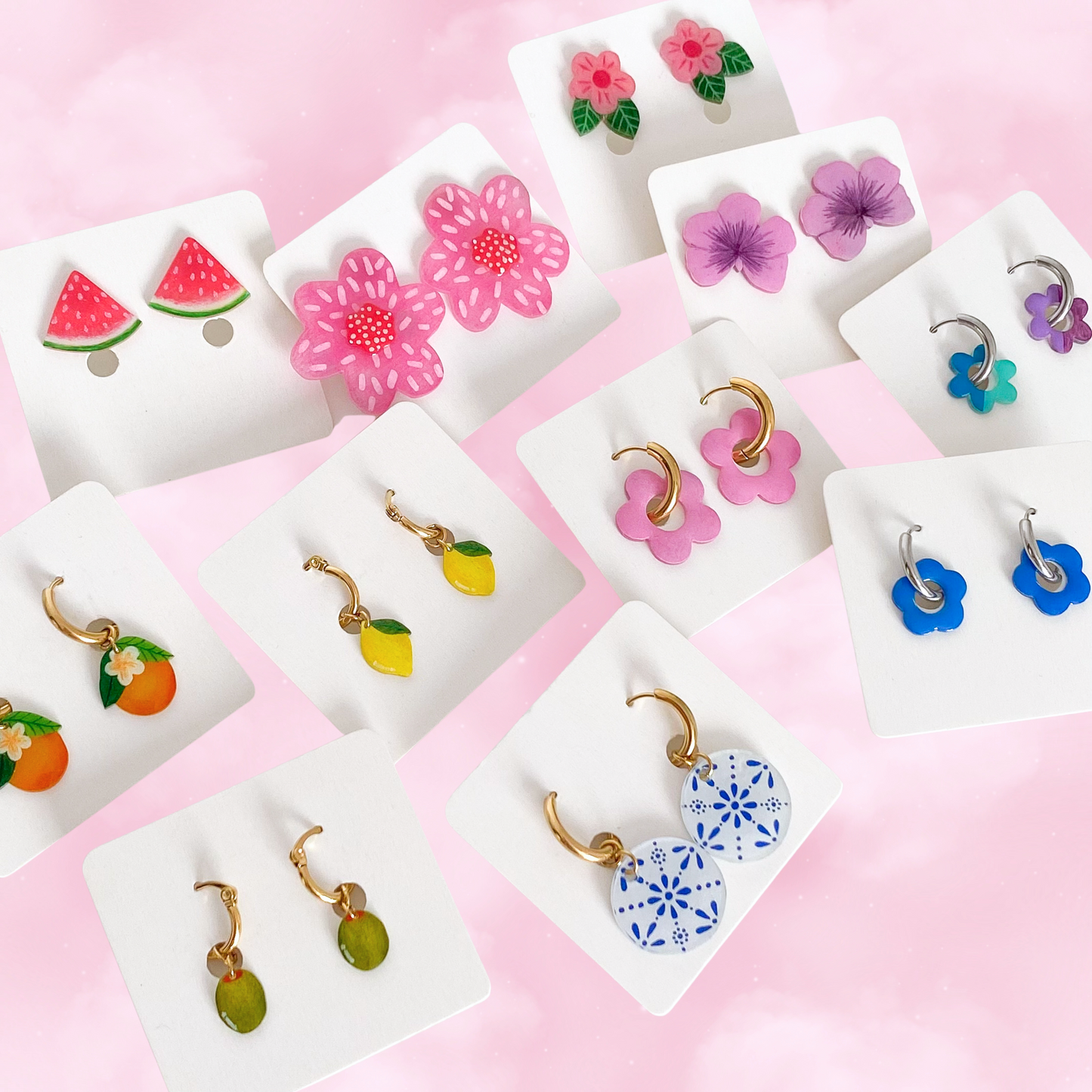 Shrink Plastic summery vibe – anneaux et clous d’oreilles