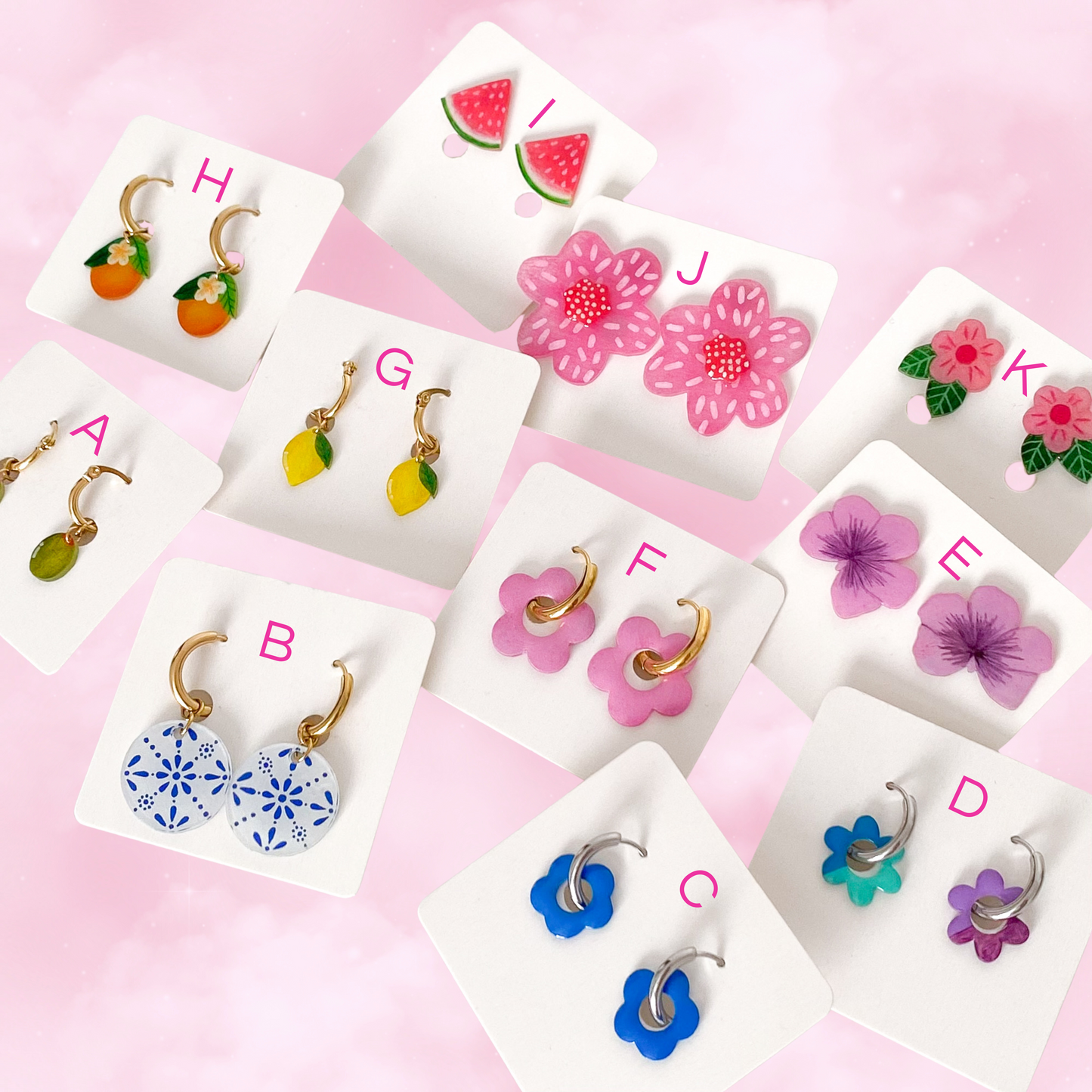 Shrink Plastic summery vibe – anneaux et clous d’oreilles