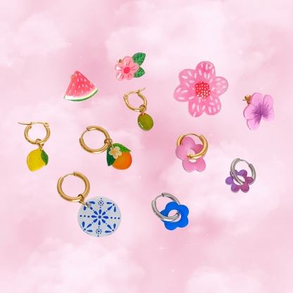 Shrink Plastic summery vibe – anneaux et clous d’oreilles